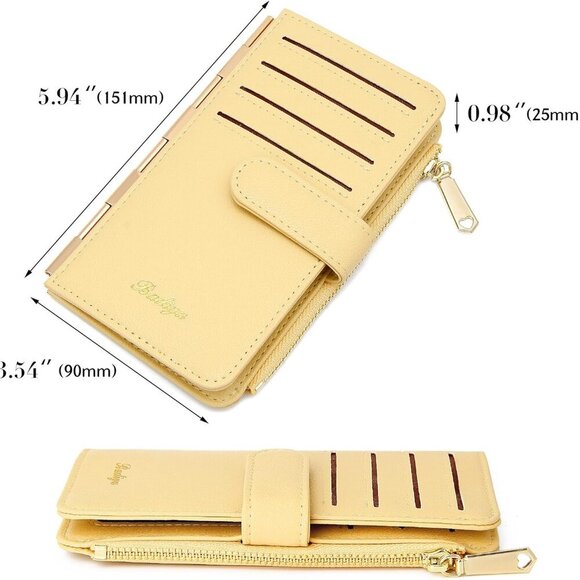 Women RFID Blocking Slim Wallet Bifold 13 Card Slots Zipper Coin Pocket - Picture 6 of 7